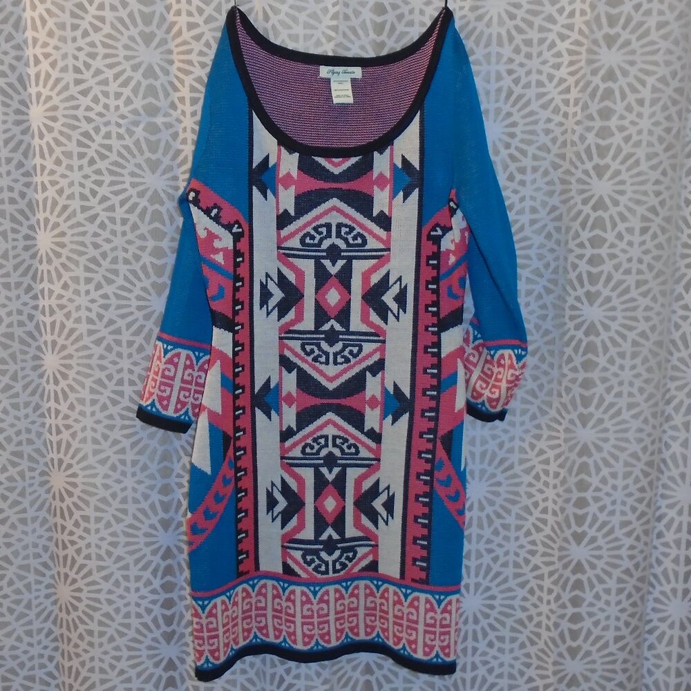 Flying Tomato Southwestern Sweater Dress Coral Festival Boho Hippie Flower Child
